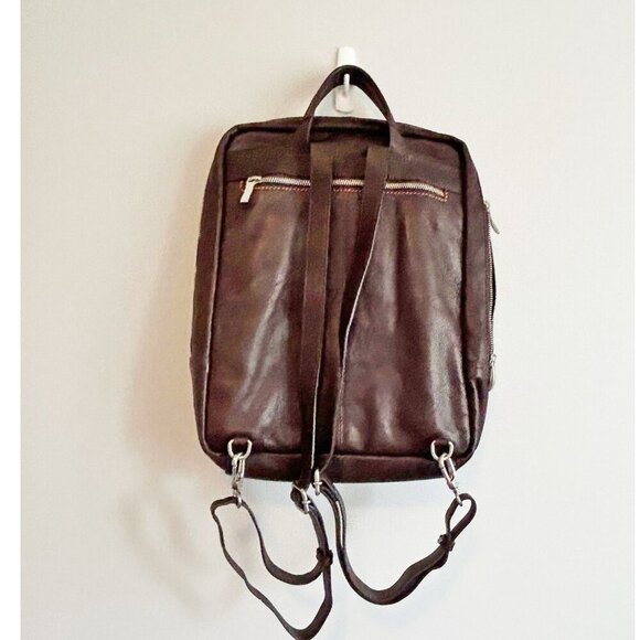 Gianni Conti Leather Unisex Backpack Brown - Picture 2 of 14